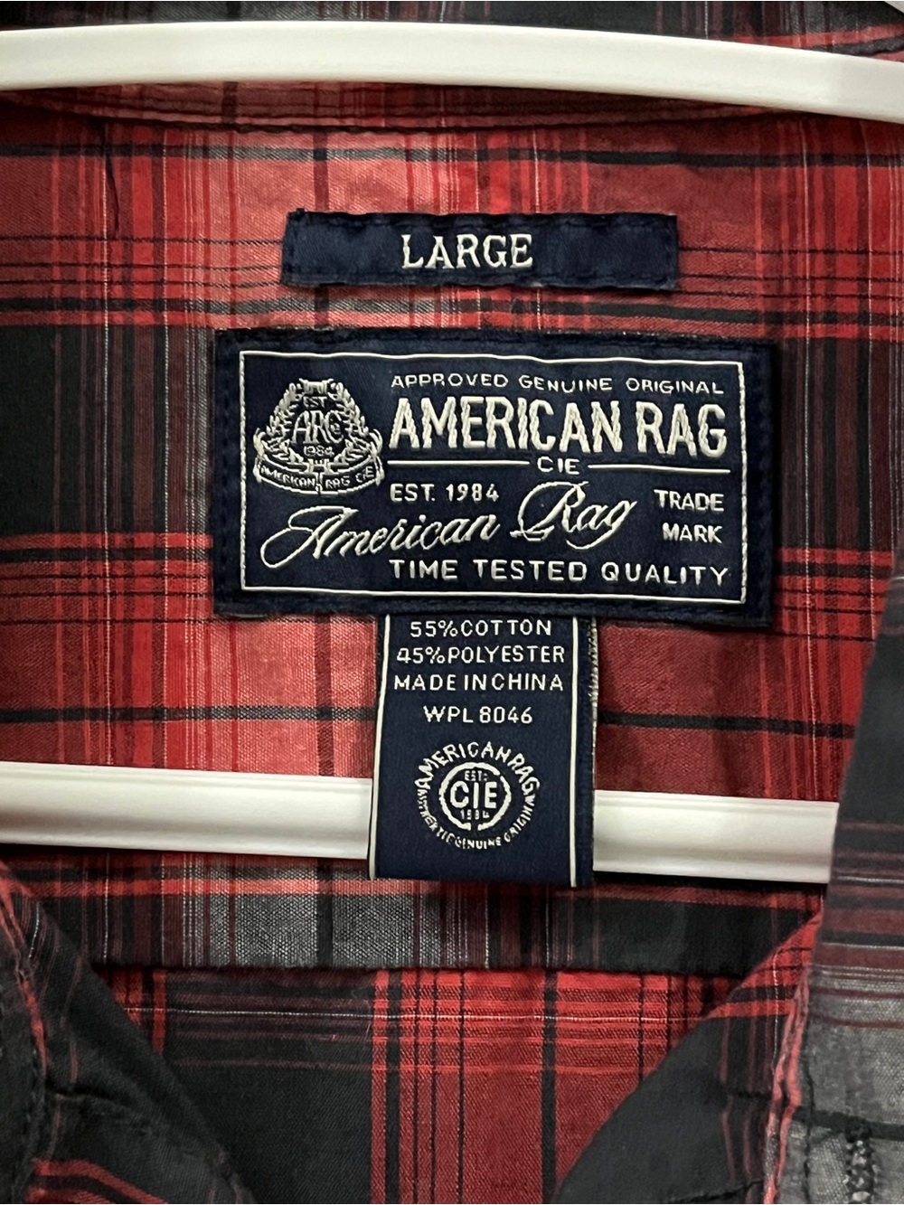 American Rag Red and Black Plaid Button-Down Shirt - Picture 2 of 5